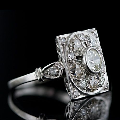 Vintage Rounded Crystal Mandala Square Ring-Lydieannejewelry