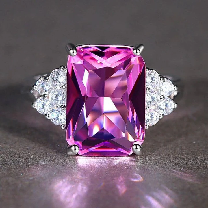 Vintage Purple Zirconia Silver Ring-Lydieannejewelry