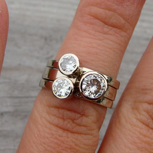 Vintage Layered Zirconia Silver Ring-Lydieannejewelry