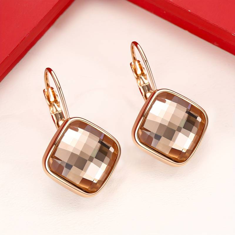 Vintage Bright Square Earrings-Lydieannejewelry