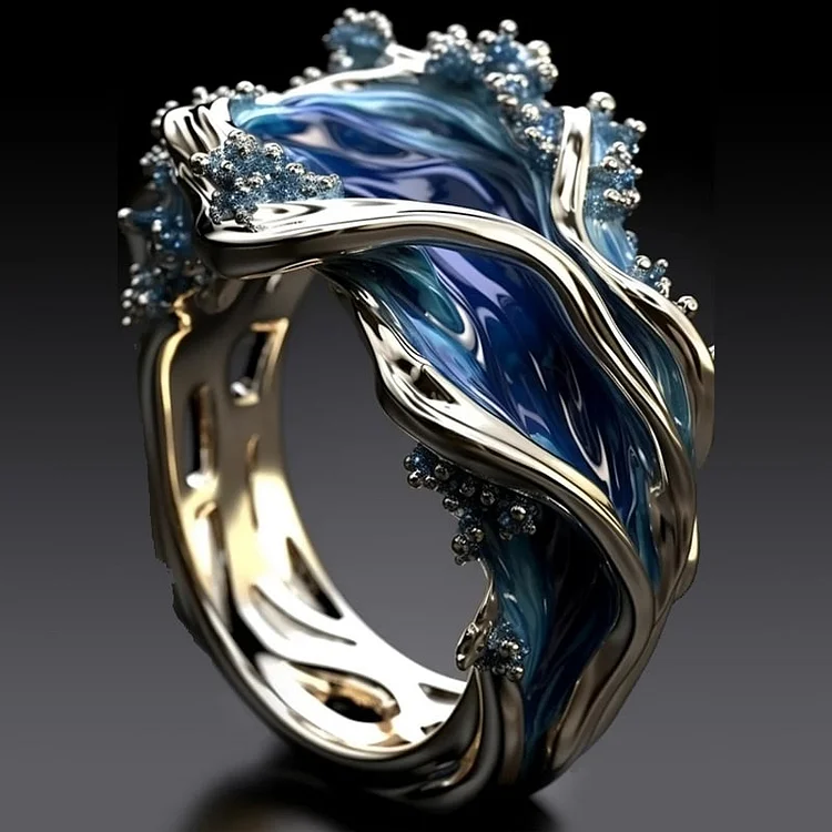 Vintage Golden Ocean Wavy Ring-Lydieannejewelry