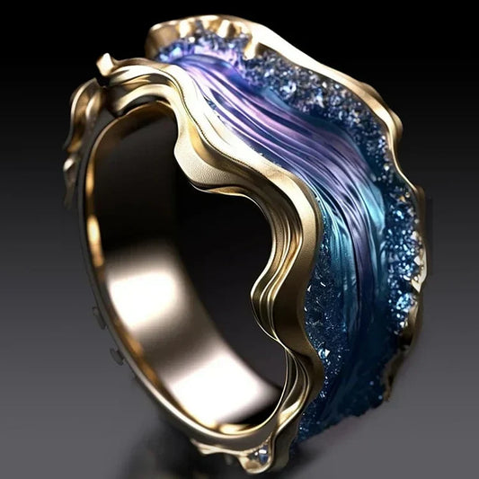 Vintage Golden Ocean Ring-Lydieannejewelry