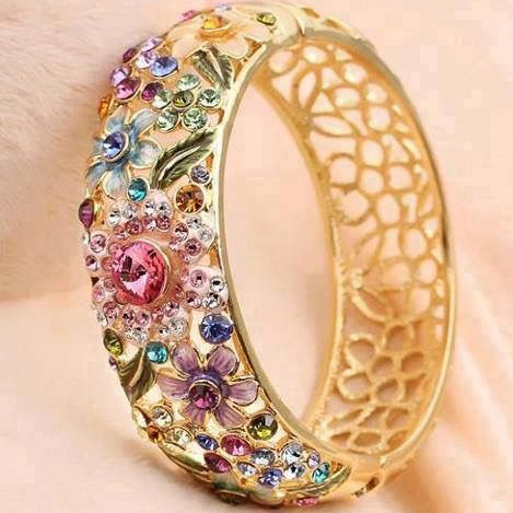 Vintage Golden Colorful Crystal Hollow Ring-Lydieannejewelry