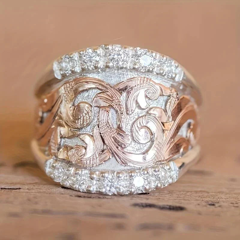 Vintage Silver & Rose Ring-Lydieannejewelry