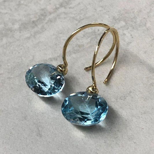 Vintage Blue Rounded Crystal Earrings-Lydieannejewelry