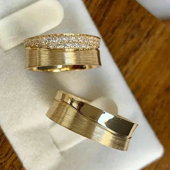 Vintage Golden Set Bright Rings-Lydieannejewelry