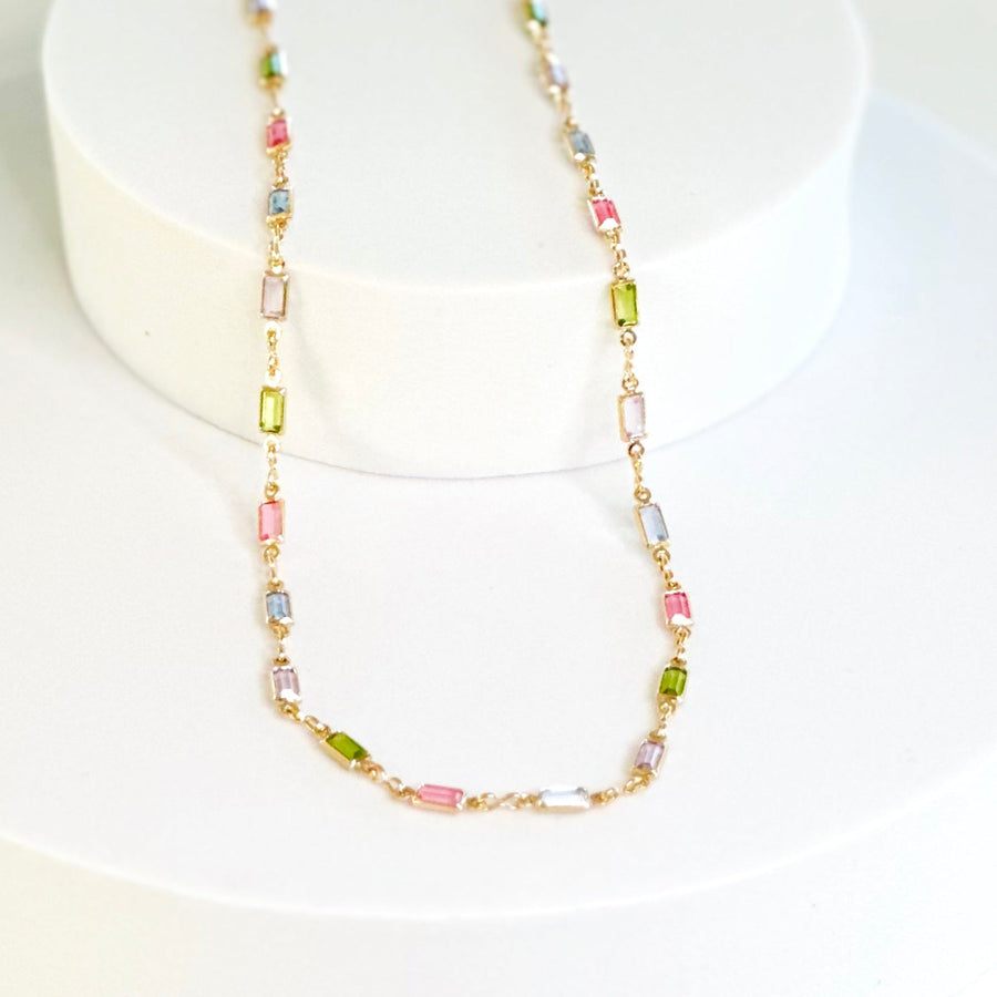 Isabella MultiColor CZ Stone Necklace-Lydieannejewelry