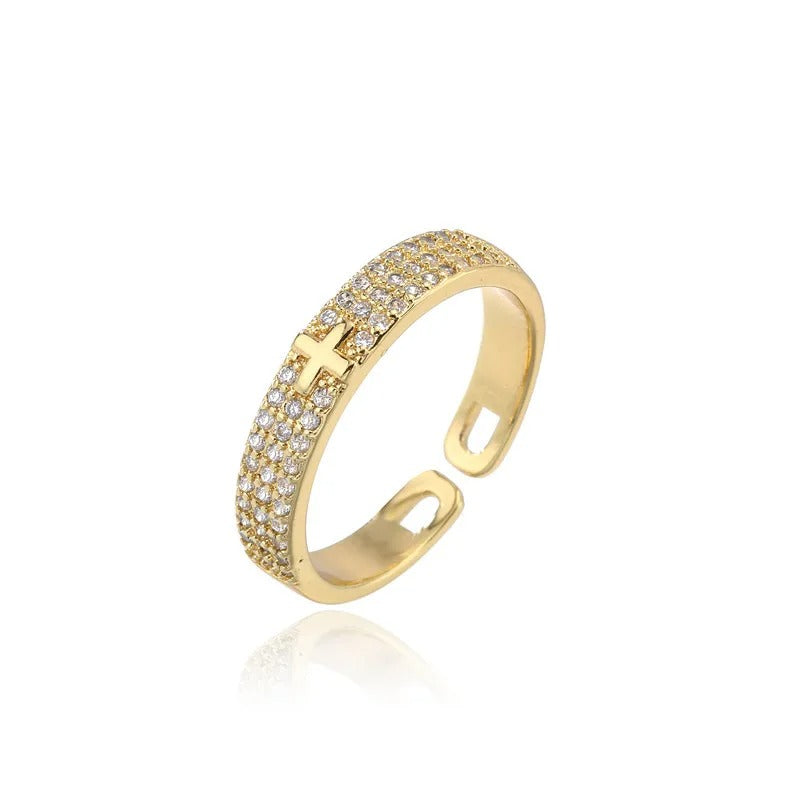 Gold Sparkling Faith Resizable Ring-Lydieannejewelry