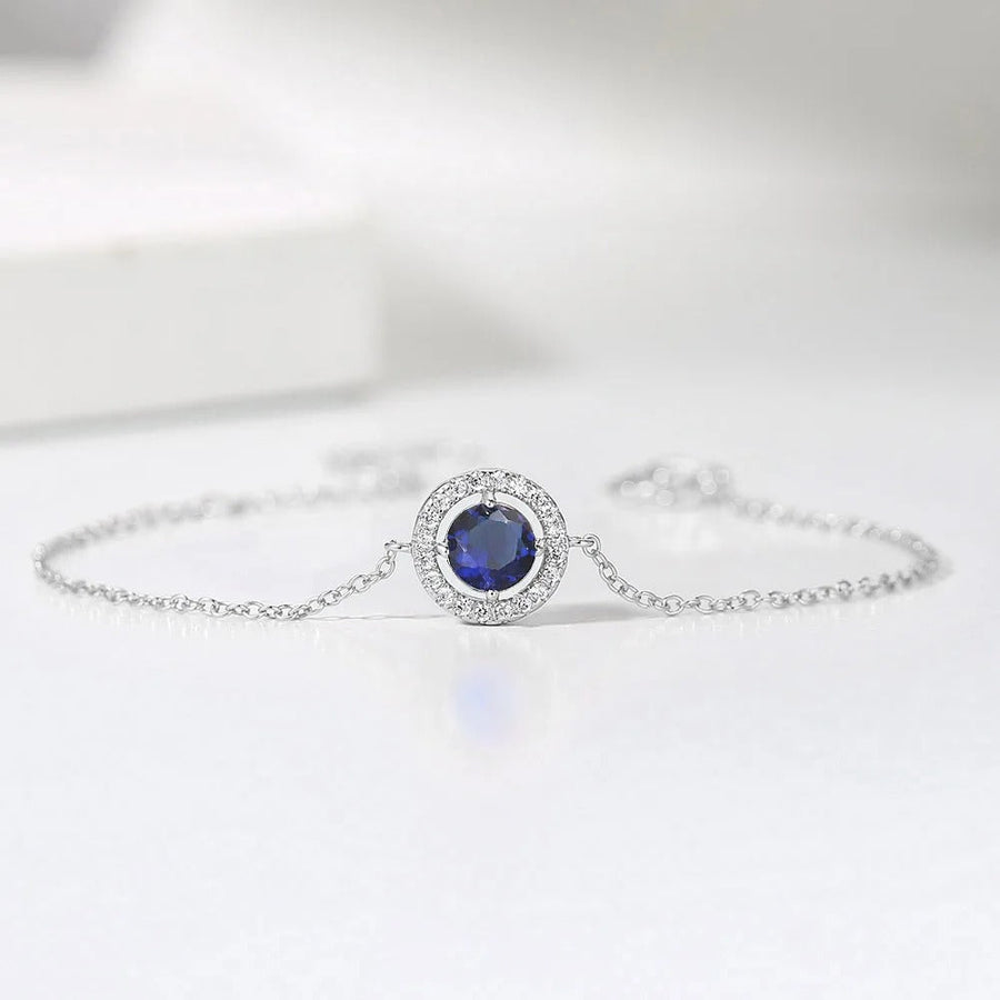Vintage Silver Blue Crystal & Pave Border Bracelet-Lydieannejewelry