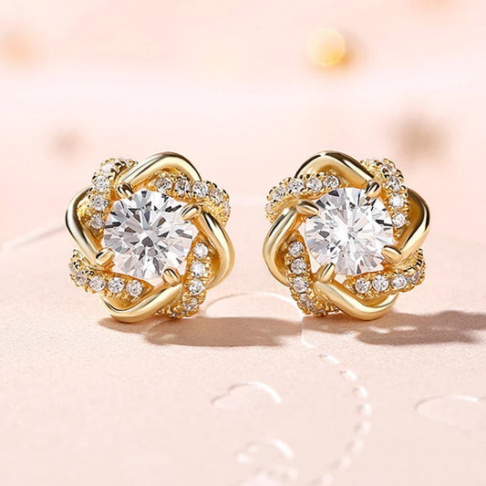 Dazzling Circle Gold Stud Earrings-Lydieannejewelry