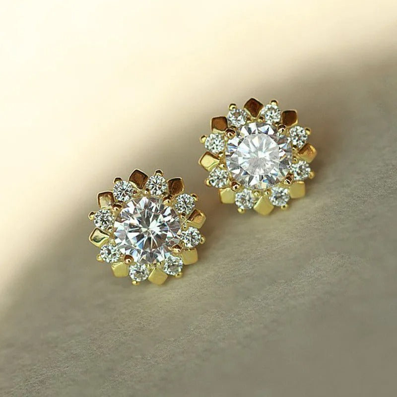 Gold Petal Cluster Earrings-Lydieannejewelry