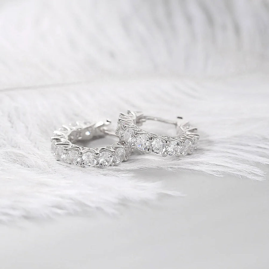 Vintage Silver Classic Round Cut Hoop Earrings-Lydieannejewelry