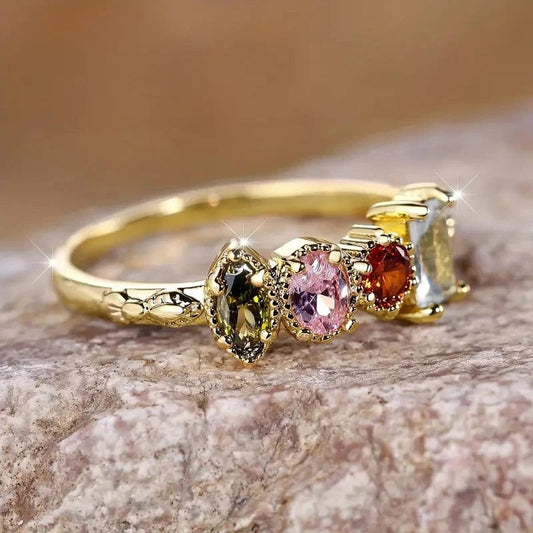 Vintage Gold Four Stone Zirconia Ring-Lydieannejewelry