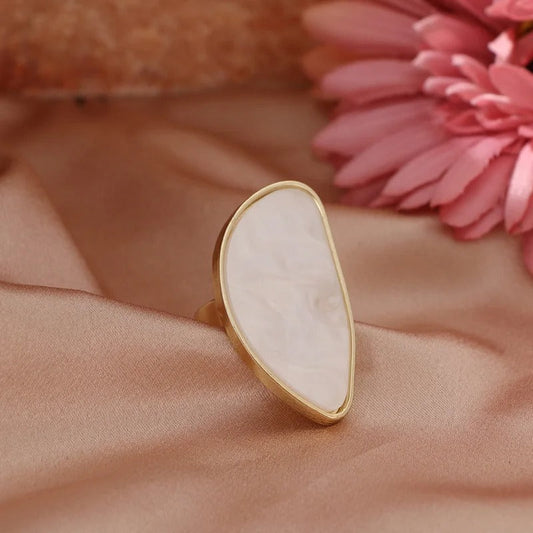 Vintage Gold Framed Teardrop Stone Adjustable Ring-Lydieannejewelry
