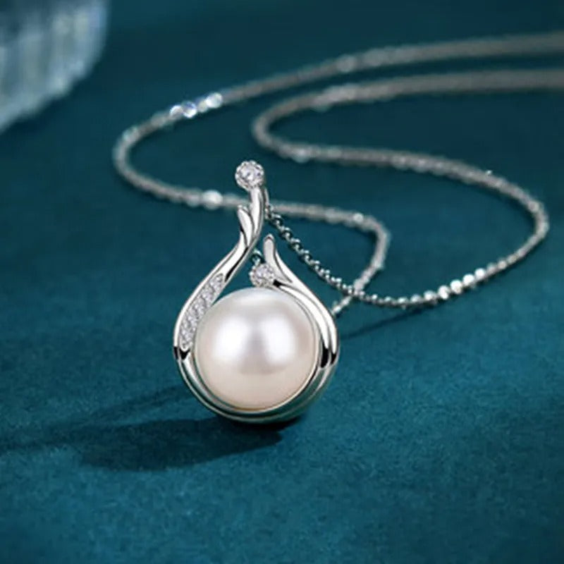 Vintage Silver Teardrop Pearl Necklace-Lydieannejewelry