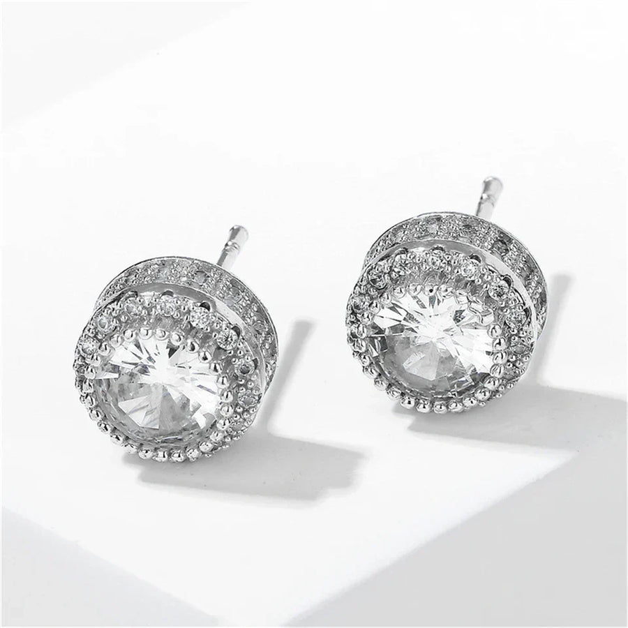 Vintage Silver Crystal Stud Earrings-Lydieannejewelry