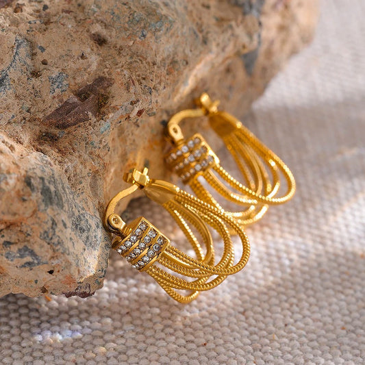 Vintage Gold Tassel Hoop Earrings-Lydieannejewelry