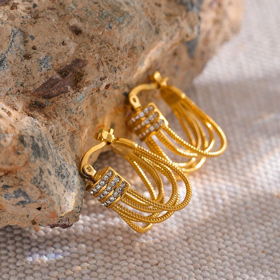 Vintage Gold Tassel Hoop Earrings-Lydieannejewelry