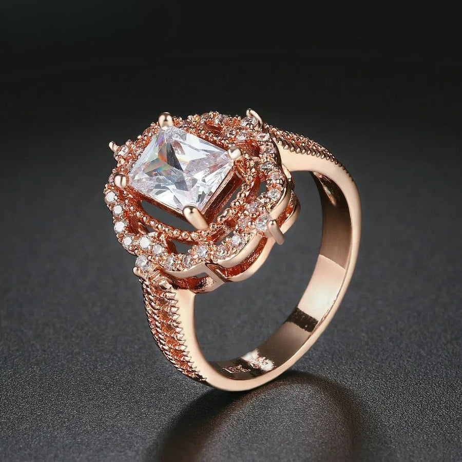 Classic Rose Gold & Silver Vintage Ring-Lydieannejewelry