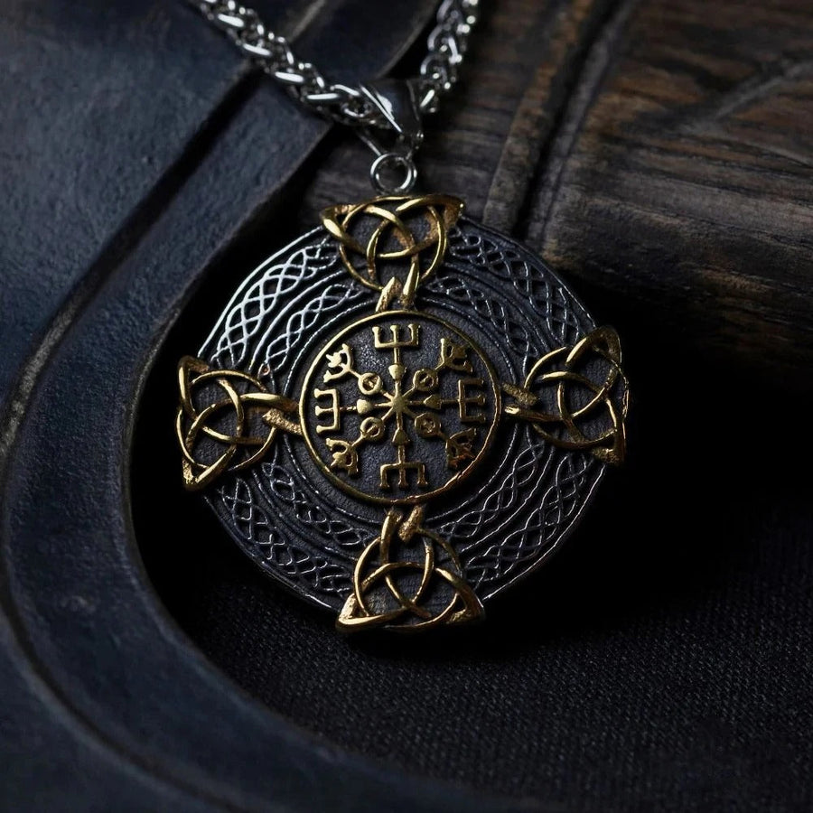Gold & Silver Viking Protection Symbol Necklace-Lydieannejewelry