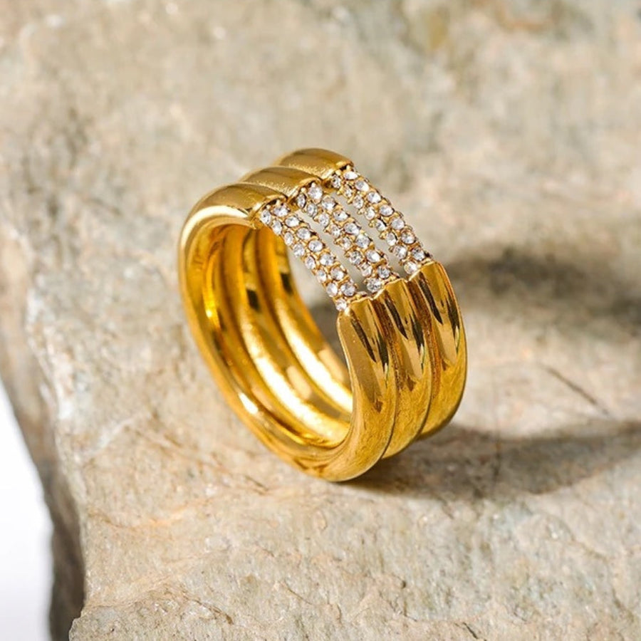Vintage Triple Row Gold Ring-Lydieannejewelry