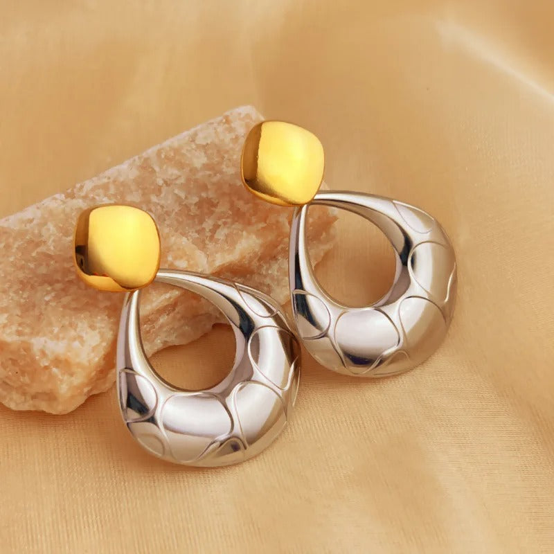 Vintage Two-Tone Hoop Earrings-Lydieannejewelry