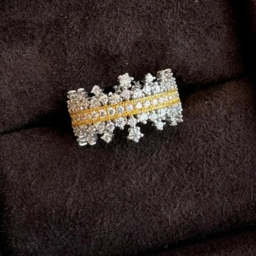 Vintage Silver & Gold Beautiful Palace Style Lace Crown Ring-Lydieannejewelry