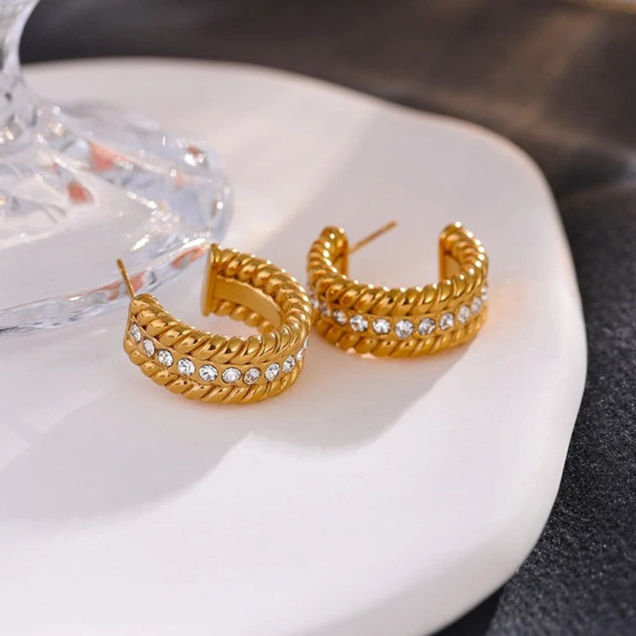 Vintage Twisted Gold Sparkle Earrings-Lydieannejewelry