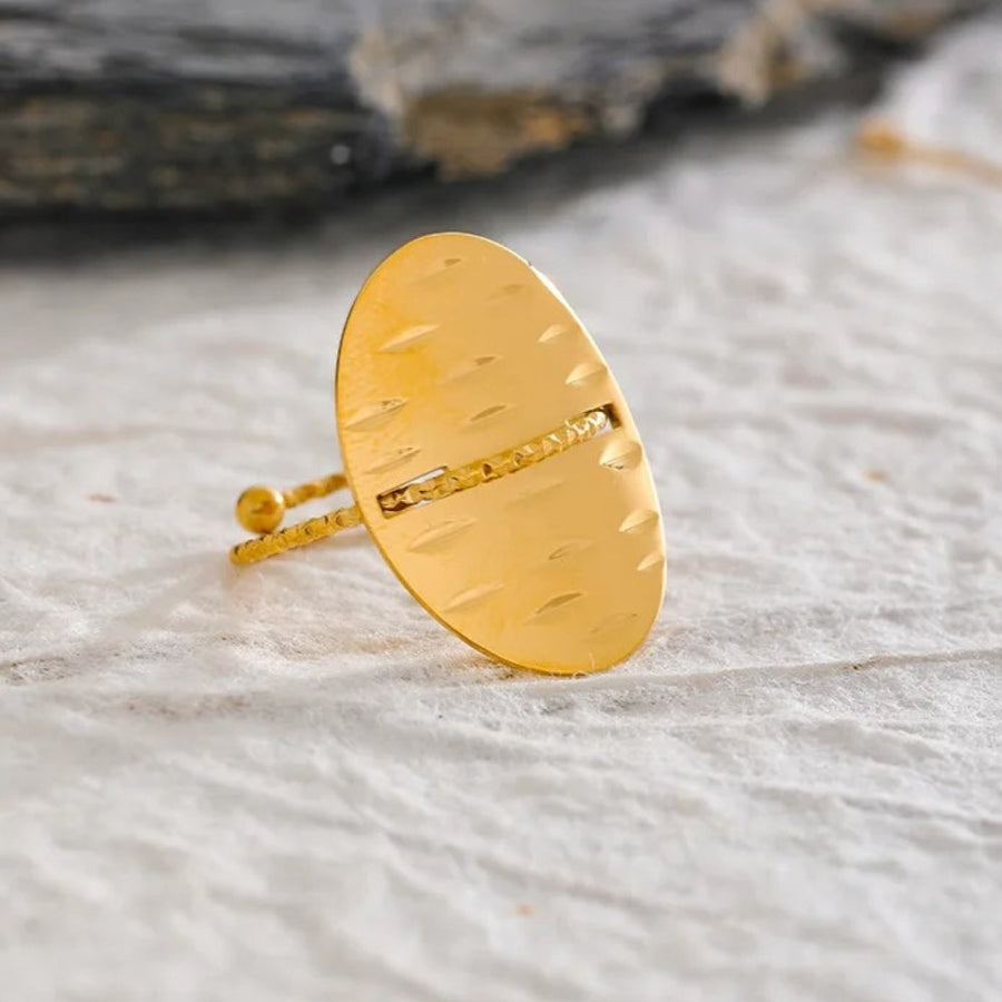 Vintage Oval Shield Gold Adjustable Ring-Lydieannejewelry