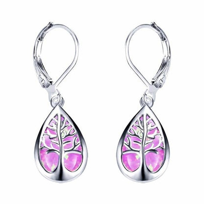 Tree of Life Earrings in Opal and Silver