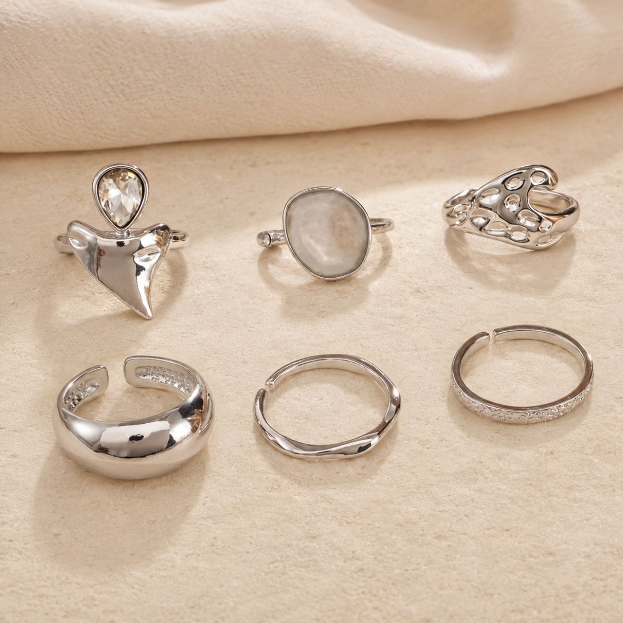 6-Piece Silver-Tone Boho Stackable Ring Set