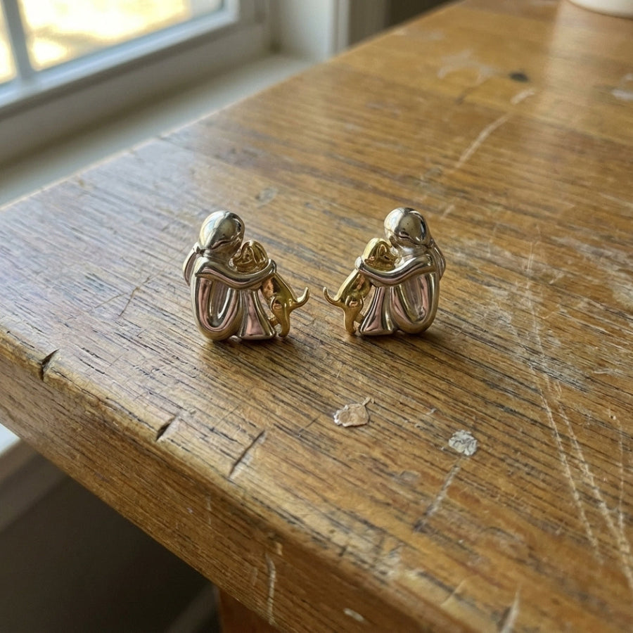 Silver and Gold Two-Tone Hug Earrings