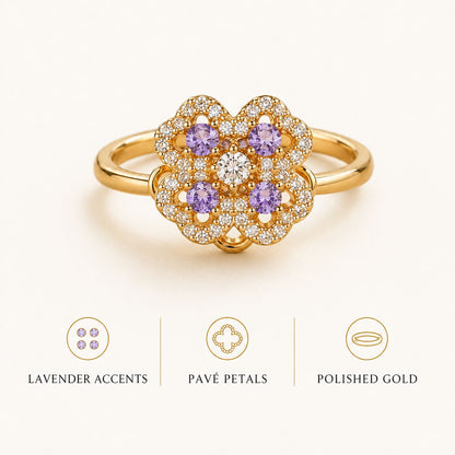 Purple Crystal Pavé Flower Ring