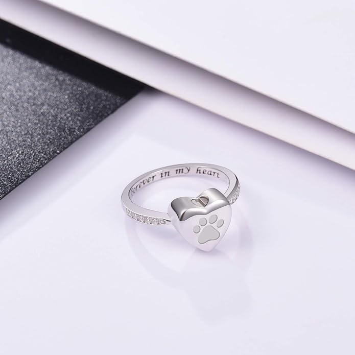 Heart Paw Print Urn Ring