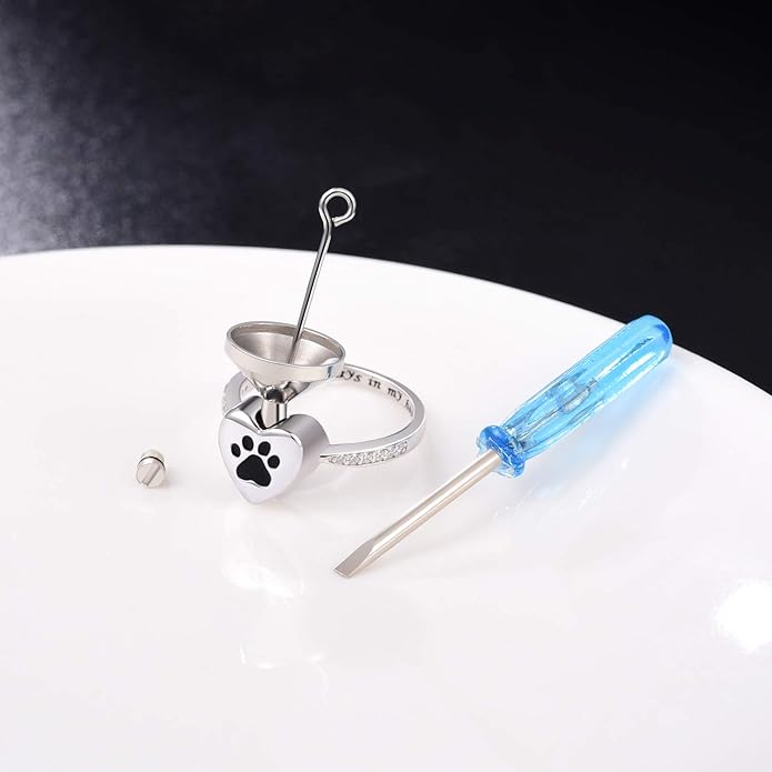 Heart Paw Print Urn Ring