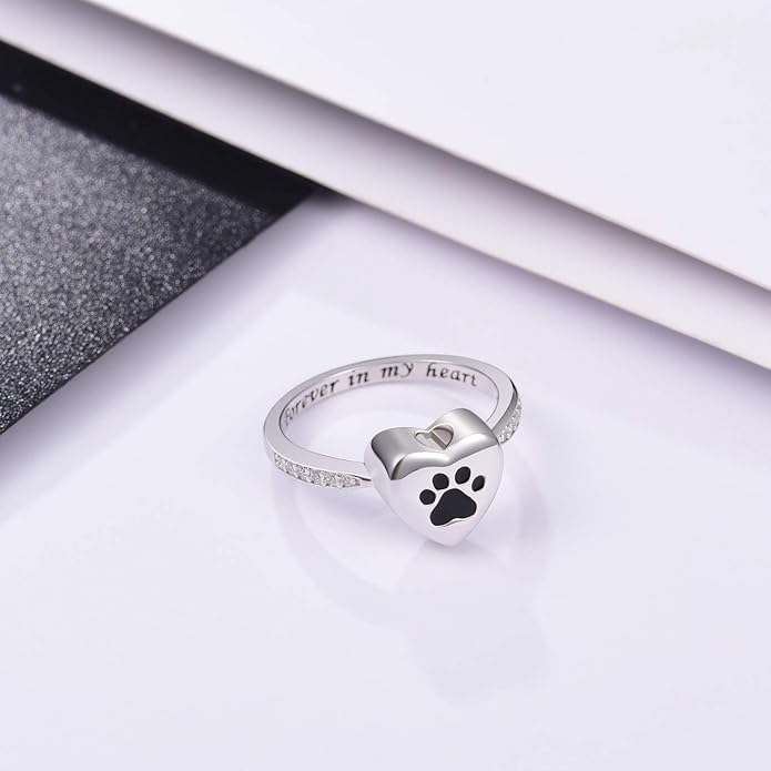 Heart Paw Print Urn Ring