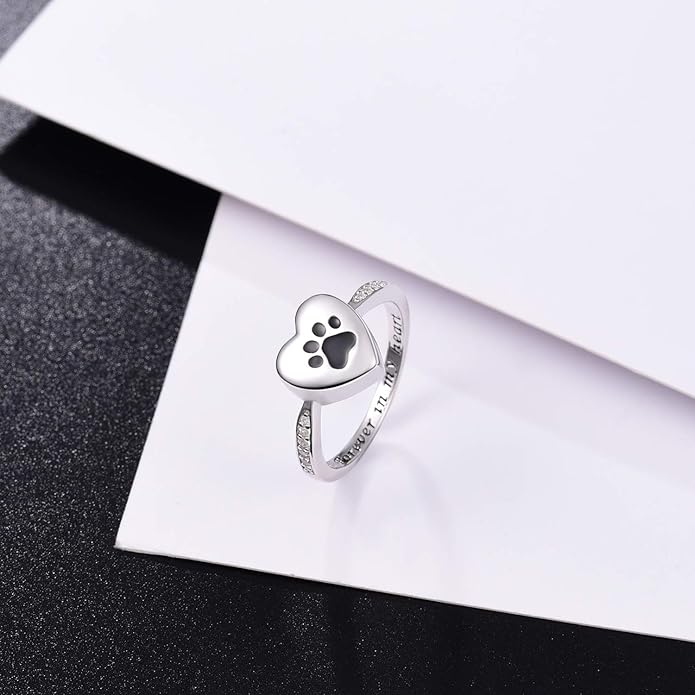 Heart Paw Print Urn Ring